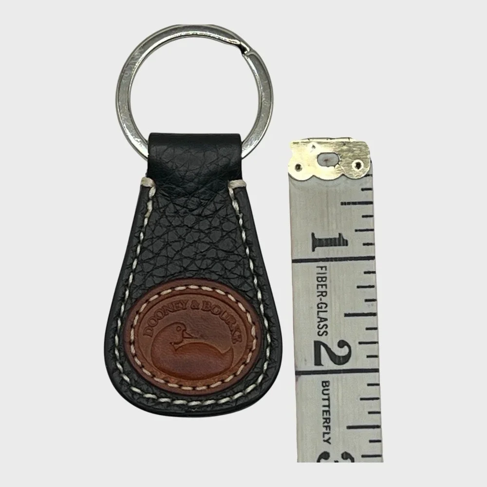 Dooney & Bourke Black Pebbled Leather All Weather Duck Logo Key Fob Keychain